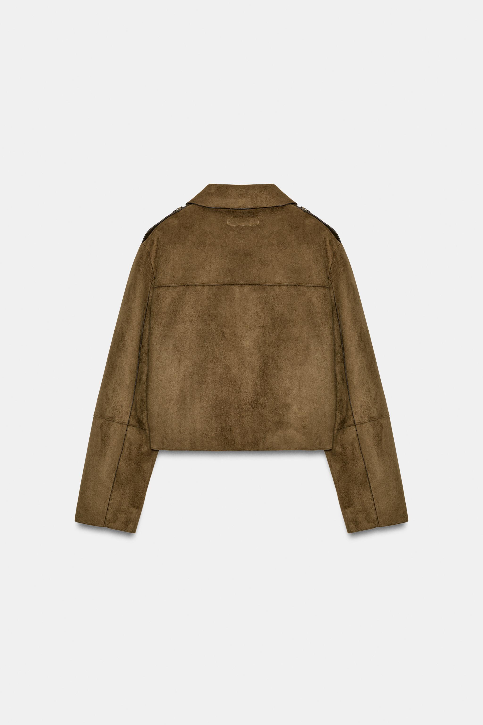CROPPED FAUX SUEDE JACKET